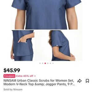 Brand new with tag, Ninsam navy blue scrub set, size S. Comfort fit.